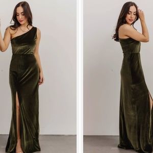 Tatiana Velvet One Shoulder Maxi Dress - Baltic Born